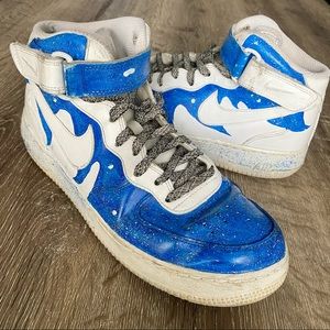 Stylish Blue and White Women's High-Top Sneakers